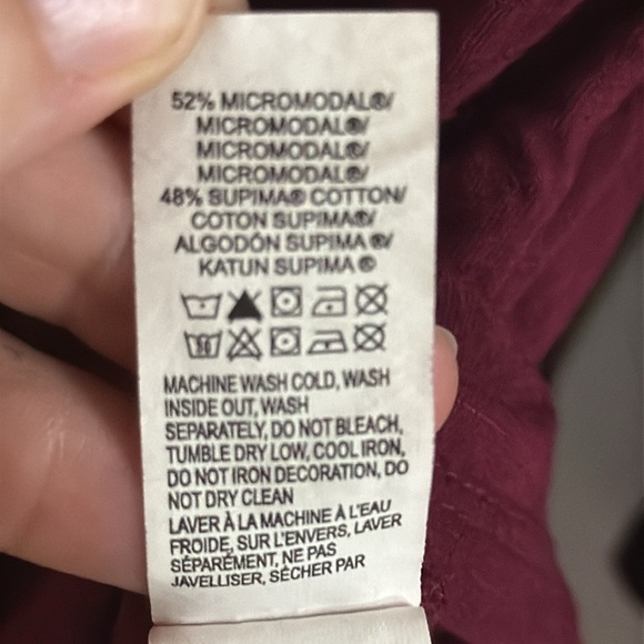 Lucky Brand Maroon 3/4 Sleeve Logo Super Soft T Shirt Comfy Cozy Size Large - Picture 4 of 7